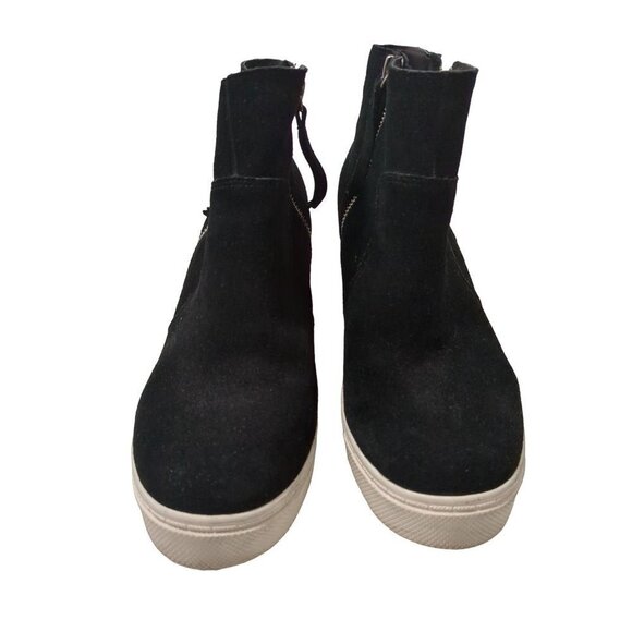 Steve Madden Hidden Wedge Sneaker Bootie Womens 8.5 Ankle Boot Black Suede Saidi - Picture 2 of 9